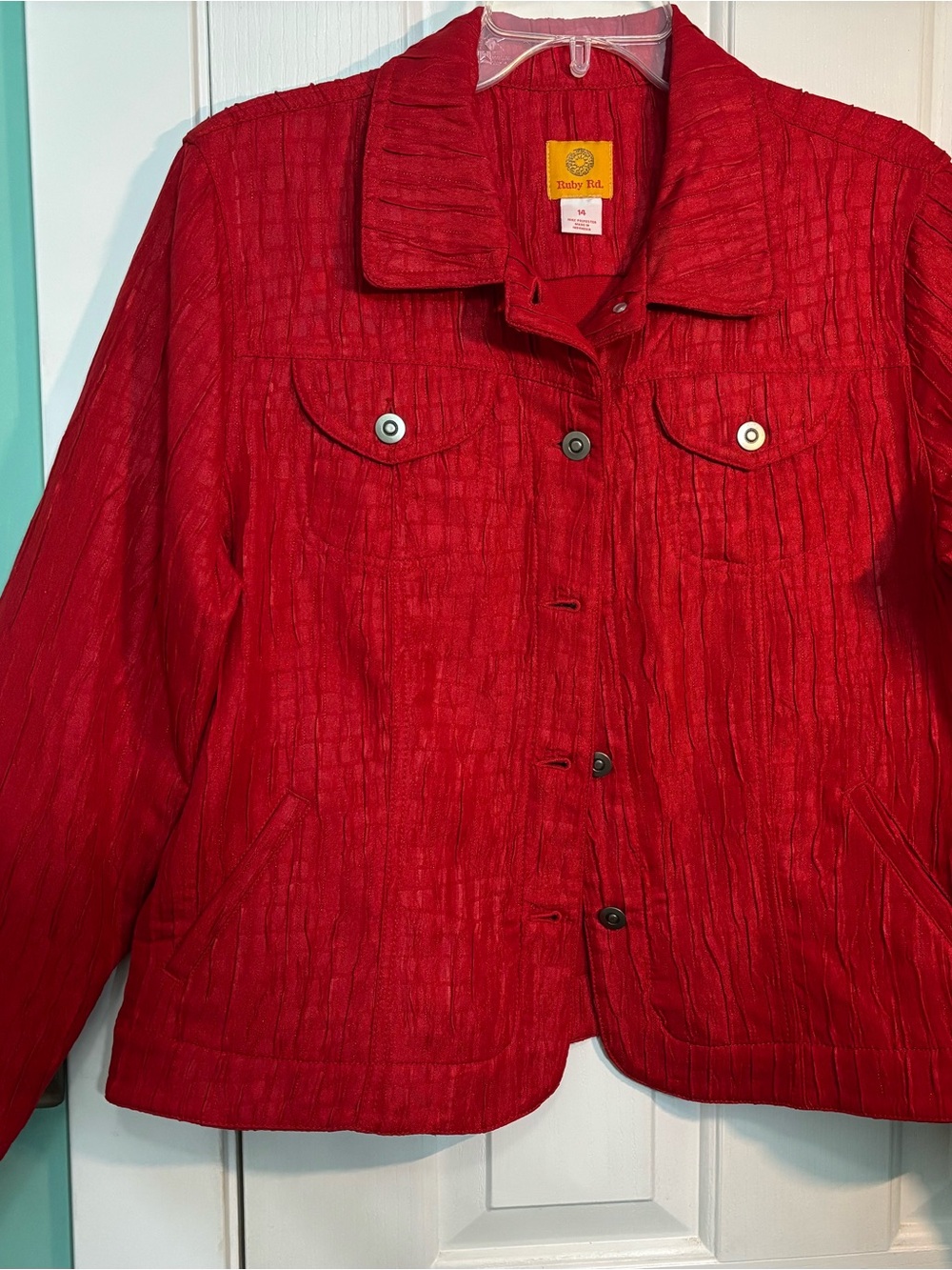 Ruby Rd. Bright Red Textured Button Jacket